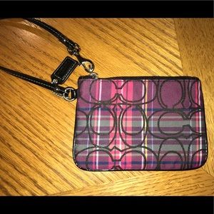 Plaid Coach Wristlet
